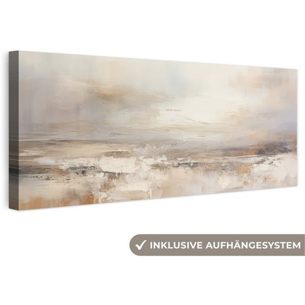 OneMillionCanvasses® Leinwandbild Panorama Kunst - Industriell - Grau - Braun - Abstrakt, Fotodruck (1 St), Schlafzimmer Deko Aesthetic, Bilder über Bett, 60x20