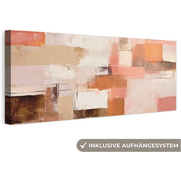 OneMillionCanvasses® Leinwandbild Panorama Kunst - Rosa - Abstrakt, Fotodruck (1 St), Wandbild, Deko Schlafzimmer Wohnzimmer Flur 60x20 cm