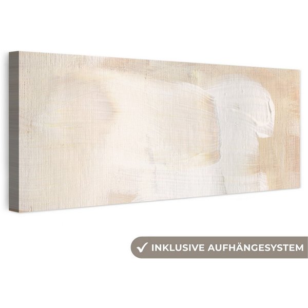 OneMillionCanvasses® Leinwandbild Panorama Kunst - Weiß - Beige - Modern, Fotodruck (1 St), Wandbild, Deko Schlafzimmer Wohnzimmer Flur 60x20 cm