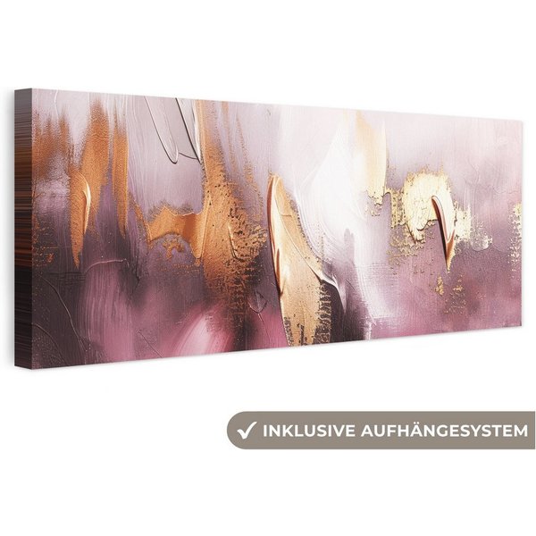 OneMillionCanvasses® Leinwandbild Panorama Lila - Abstrakt - Farbe - Gold, Fotodruck (1 St), Wandbild, Deko Schlafzimmer Wohnzimmer Flur 60x20 cm