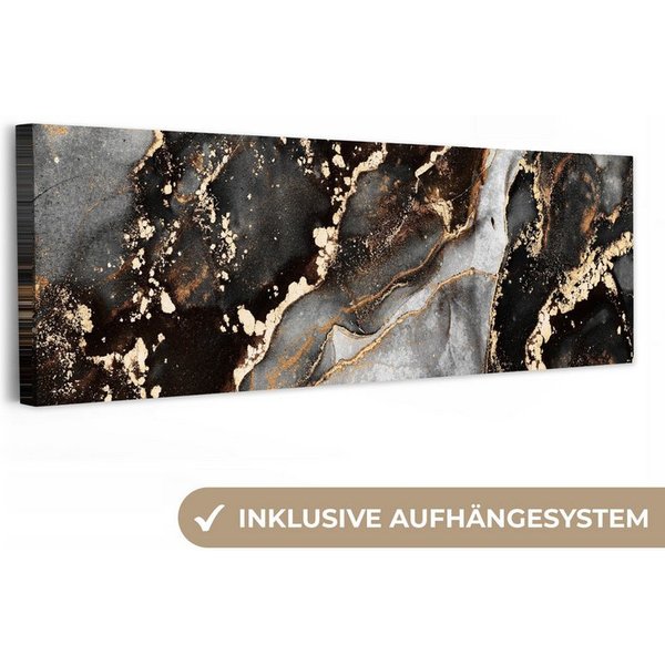 OneMillionCanvasses® Leinwandbild Panorama Marmor - Gold - Glitzer - Luxus, Fotodruck (1 St), Wandbild, Deko Schlafzimmer Wohnzimmer Flur 60x20 cm