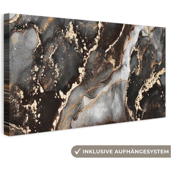 OneMillionCanvasses® Leinwandbild Panorama Marmor - Gold - Glitzer - Luxus, Fotodruck (1 St), Wandbild, Deko Schlafzimmer Wohnzimmer Flur 40x20 cm