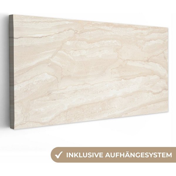 OneMillionCanvasses® Leinwandbild Panorama Marmor - Kalk - Sand - Textur, Fotodruck (1 St), Wandbild, Deko Schlafzimmer Wohnzimmer Flur 40x20 cm