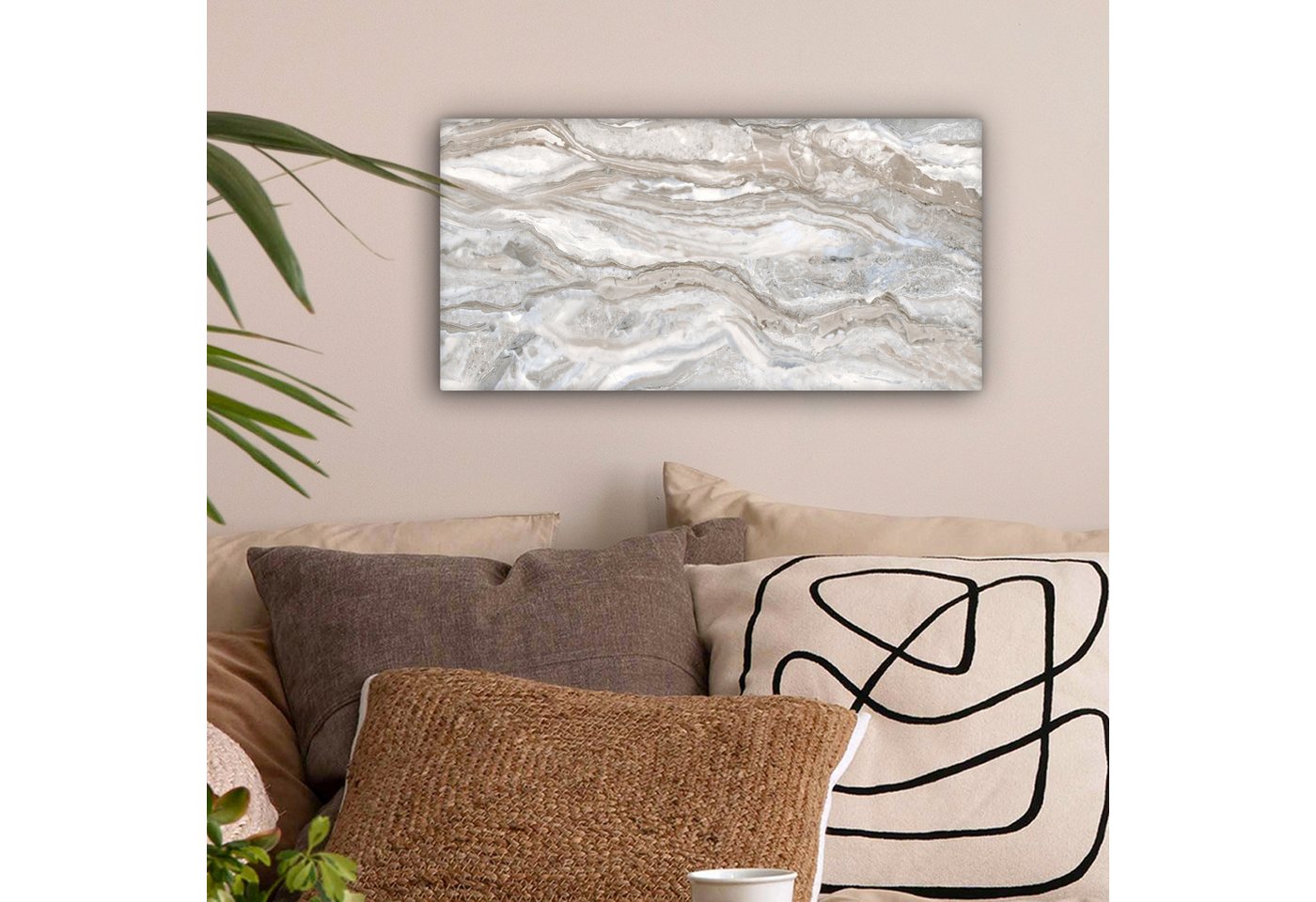 OneMillionCanvasses® Leinwandbild Panorama Marmor - Textur - Grau, Fotodruck (1 St), Leinwand Bilder für Wohnzimmer Schlafzimmer 60x30 cm – Bild 2 von 5