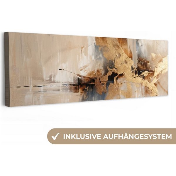OneMillionCanvasses® Leinwandbild Panorama Modern - Braun - Abstrakt - Beige, Fotodruck (1 St), Wandbild, Deko Schlafzimmer Wohnzimmer Flur 60x20 cm