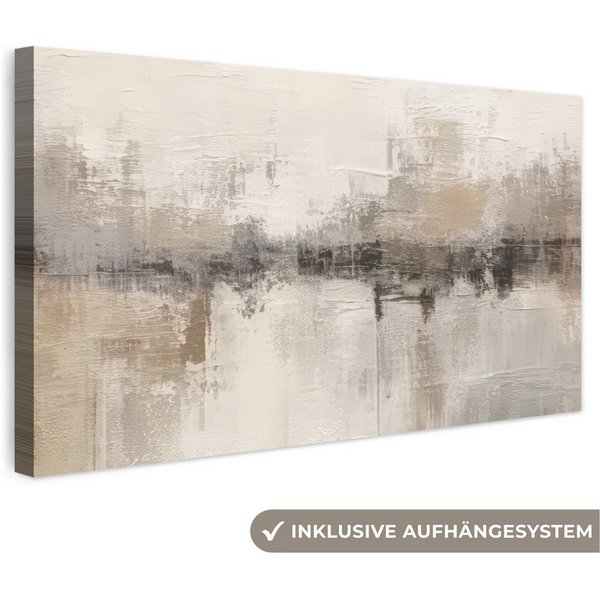OneMillionCanvasses® Leinwandbild Panorama Moderne Kunst - Abstrakt - Beige, Fotodruck (1 St), Wandbild, Deko Schlafzimmer Wohnzimmer Flur 40x20 cm