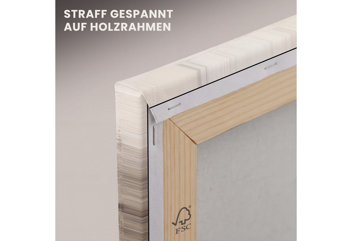 OneMillionCanvasses® Leinwandbild Panorama Moderne Kunst - Abstrakt - Beige, Fotodruck (1 St), Wandbild, Deko Schlafzimmer Wohnzimmer Flur 40x20 cm – Bild 5 von 5