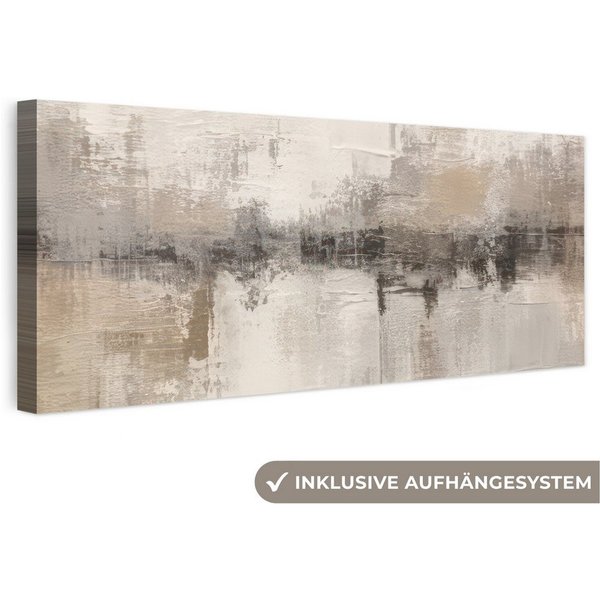 OneMillionCanvasses® Leinwandbild Panorama Moderne Kunst - Abstrakt - Beige, Fotodruck (1 St), Wandbild, Deko Schlafzimmer Wohnzimmer Flur 60x20 cm