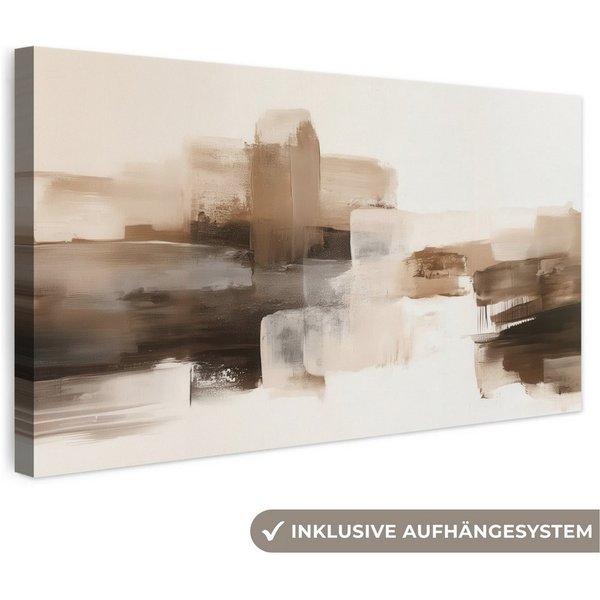 OneMillionCanvasses® Leinwandbild Panorama Pinselstriche - Abstrakte Landschaft - Ruhe, Fotodruck (1 St), Wandbild, Deko Schlafzimmer Wohnzimmer Flur 40x20 cm
