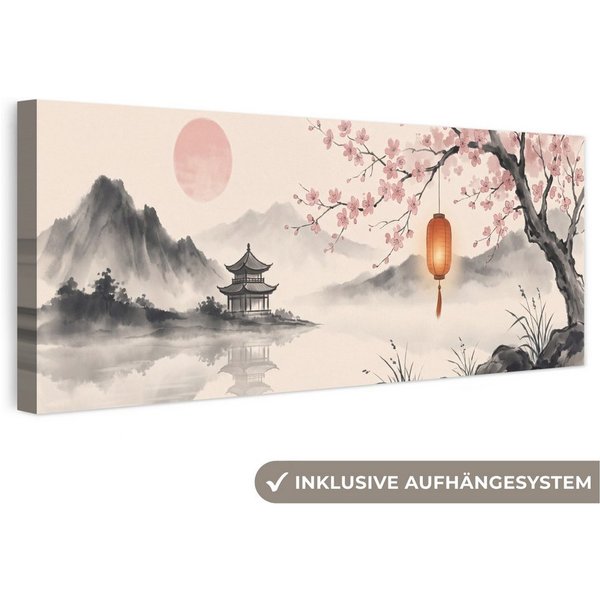 OneMillionCanvasses® Leinwandbild Panorama Sonne - Japanisch - Traditionell, Fotodruck (1 St), Wandbild, Deko Schlafzimmer Wohnzimmer Flur 60x20 cm