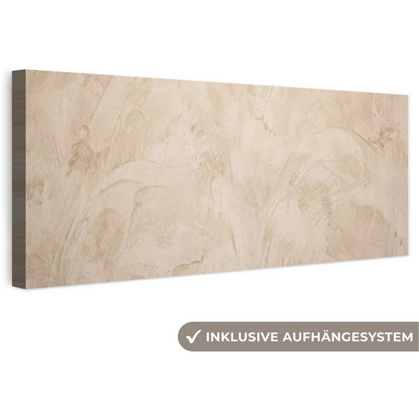 OneMillionCanvasses® Leinwandbild Panorama Textur – Muster – Abstrakt – Modern – Beige, Fotodruck (1 St), Wandbild, Deko Schlafzimmer Wohnzimmer Flur 60x20 cm