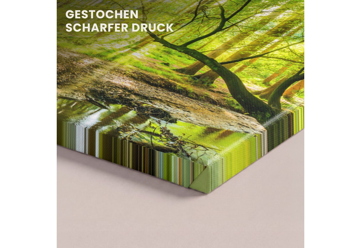 OneMillionCanvasses® Leinwandbild Panorama Wald - Landschaft - Wasser - Bäume - Sonne - Grün - Natur, Fotodruck (1 St), Wandbild, Deko Schlafzimmer Wohnzimmer F – Bild 3 von 5