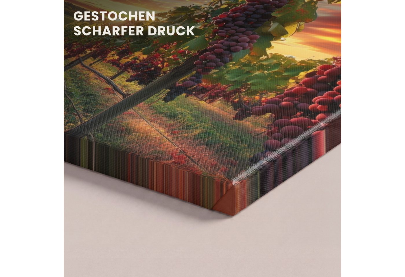 OneMillionCanvasses® Leinwandbild Panorama Weinberg - Weintrauben - Sonnenuntergang, Fotodruck (1 St), Wandbild, Deko Schlafzimmer Wohnzimmer Flur 40x20 cm – Bild 3 von 5