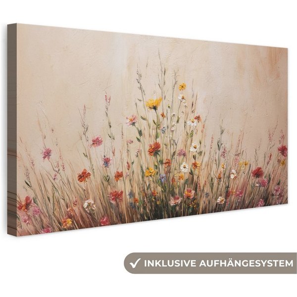 OneMillionCanvasses® Leinwandbild Panorama Wildblumen - Pinselstriche - Ruhig, Fotodruck (1 St), Wandbild, Deko Schlafzimmer Wohnzimmer Flur 40x20 cm