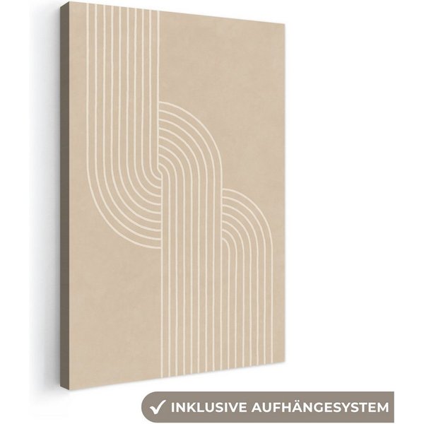 OneMillionCanvasses® Leinwandbild Parallele Linien - Leichte Textur - Beige, Fotodruck (1 St), Wandbild, Deko Schlafzimmer Wohnzimmer Flur 20x20 cm