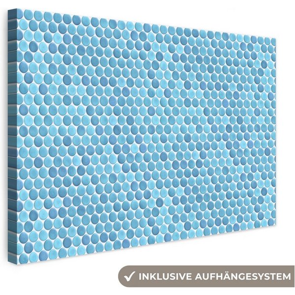 OneMillionCanvasses® Leinwandbild Penny - Mosaik - Hellblau, Fotodruck (1 St), Leinwand Bilder Klein, Wand Dekoration Aesthetic 30x20 cm