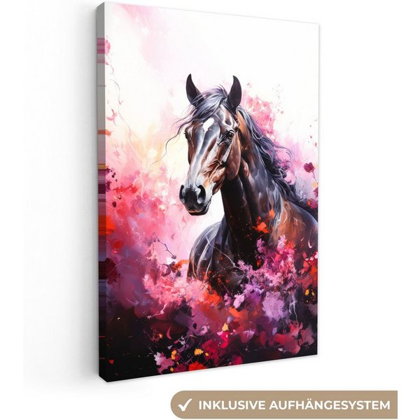 OneMillionCanvasses® Leinwandbild Pferd - Tiere - Mädchen - Rosa, Fotodruck (1 St), Teenager Zimmer Bild, Jugendzimmer Deko, Kinder Wanddeko, 20x30 cm