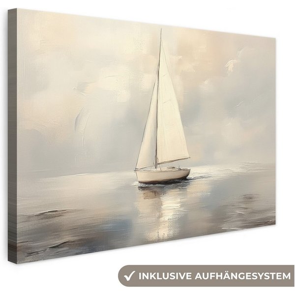 OneMillionCanvasses® Leinwandbild Segelschiff - Meer - Bewölkt, Fotodruck (1 St), Leinwand Bilder Klein, Wand Dekoration Aesthetic 30x20 cm