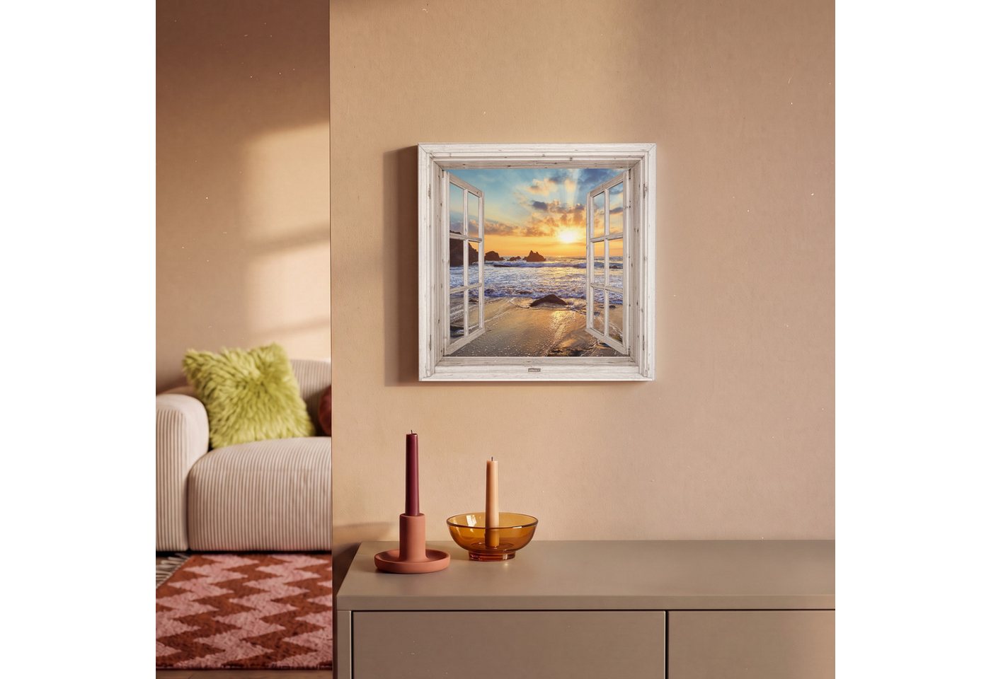 OneMillionCanvasses® Leinwandbild Strand - Aussicht - Sonnenuntergang - Landschaft - Meer - Natur, Fotodruck (1 St), Leinwand Bilder Klein, Wand Dekoration Aest – Bild 2 von 5