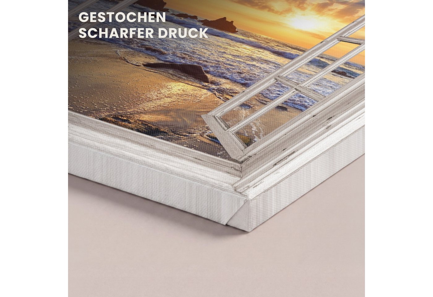 OneMillionCanvasses® Leinwandbild Strand - Aussicht - Sonnenuntergang - Landschaft - Meer - Natur, Fotodruck (1 St), Leinwand Bilder Klein, Wand Dekoration Aest – Bild 3 von 5