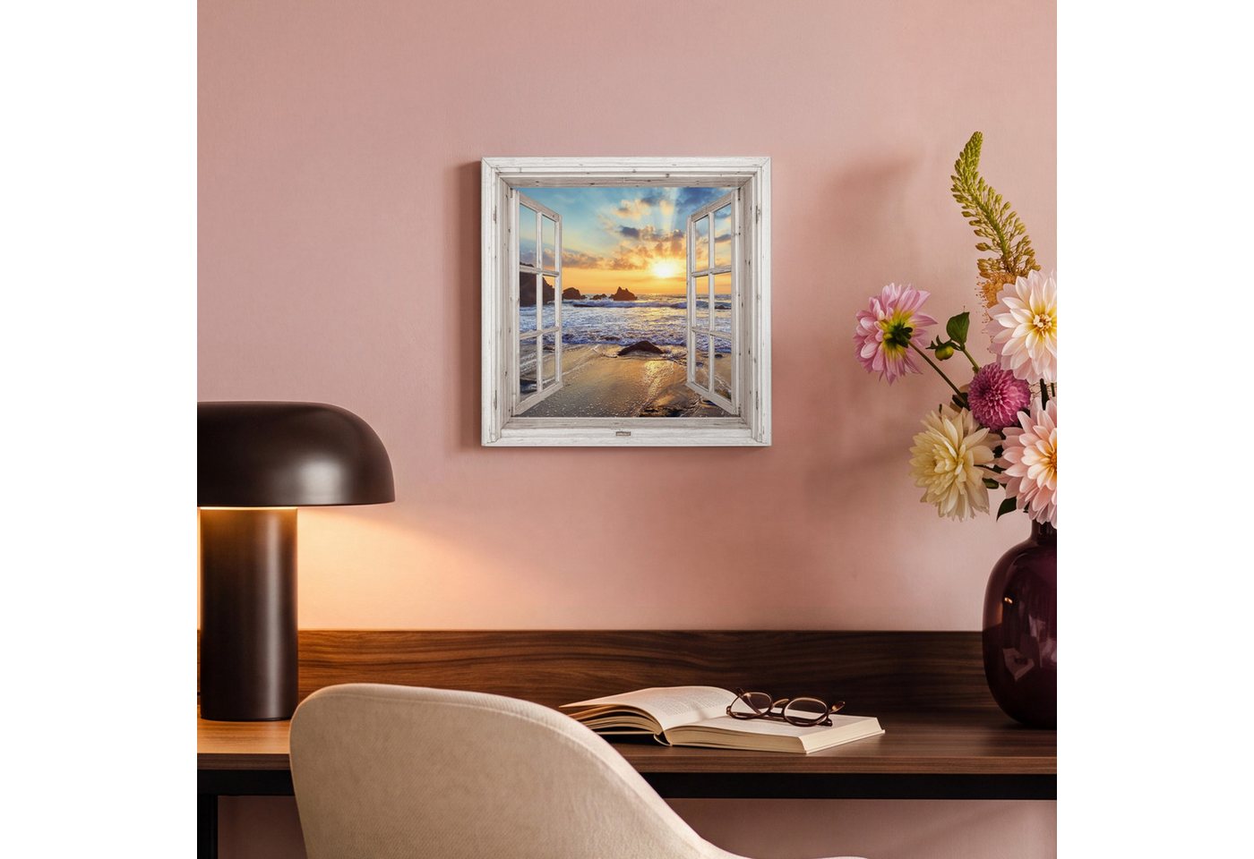OneMillionCanvasses® Leinwandbild Strand - Aussicht - Sonnenuntergang - Landschaft - Meer - Natur, Fotodruck (1 St), Leinwand Bilder Klein, Wand Dekoration Aest – Bild 4 von 5