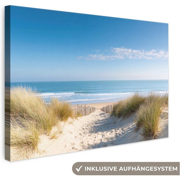 OneMillionCanvasses® Leinwandbild Strand - Meer - Düne - Sand - Sommer, Fotodruck (1 St), Leinwand Bilder Klein, Wand Dekoration Aesthetic 30x20 cm
