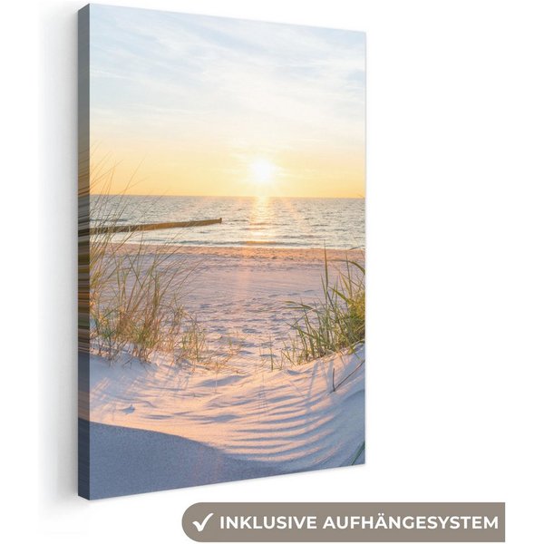 OneMillionCanvasses® Leinwandbild Strand - Sonne - Düne - Gras - Sand - Horizont, Fotodruck (1 St), Leinwand Canvas Wandbild, Wanddekoration 20x30 cm