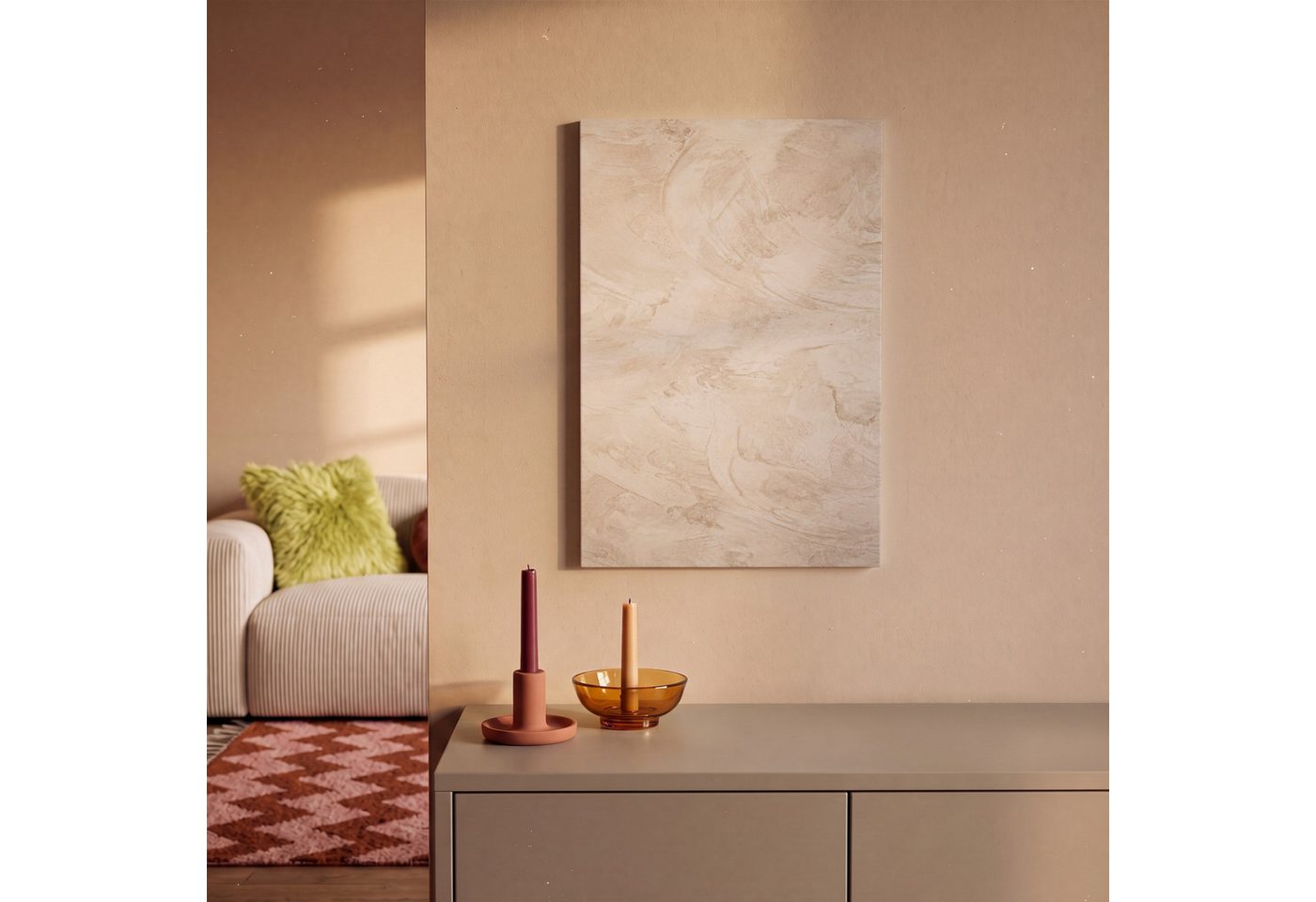 OneMillionCanvasses® Leinwandbild Textur – Muster – Abstrakt – Modern – Beige, Fotodruck (1 St), Leinwand Bilder Klein, Wand Dekoration Aesthetic 30x20 cm – Bild 2 von 5