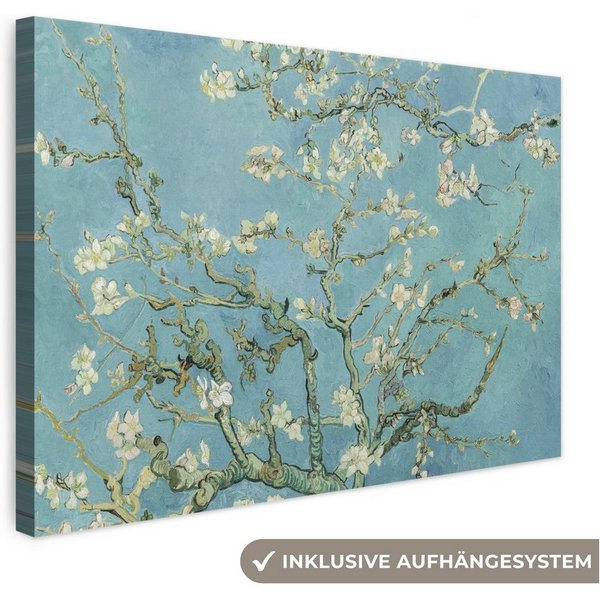 OneMillionCanvasses® Leinwandbild Van Gogh - Mandelblüte - Alte Meister - Kunst - Vintage, Fotodruck (1 St), Wandbild, Deko Schlafzimmer Wohnzimmer Flur 20x20 c