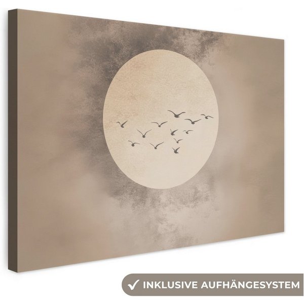OneMillionCanvasses® Leinwandbild Vogel - Beige - Japanisch, Fotodruck (1 St), Leinwand Canvas Wandbild, Wanddekoration 20x30 cm
