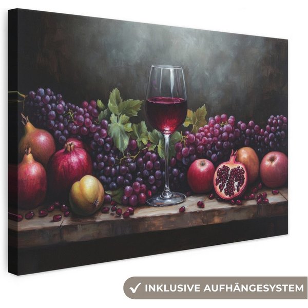 OneMillionCanvasses® Leinwandbild Wein - Obst - Stilleben, Fotodruck (1 St), Leinwand Bilder Klein, Wand Dekoration Aesthetic 30x20 cm