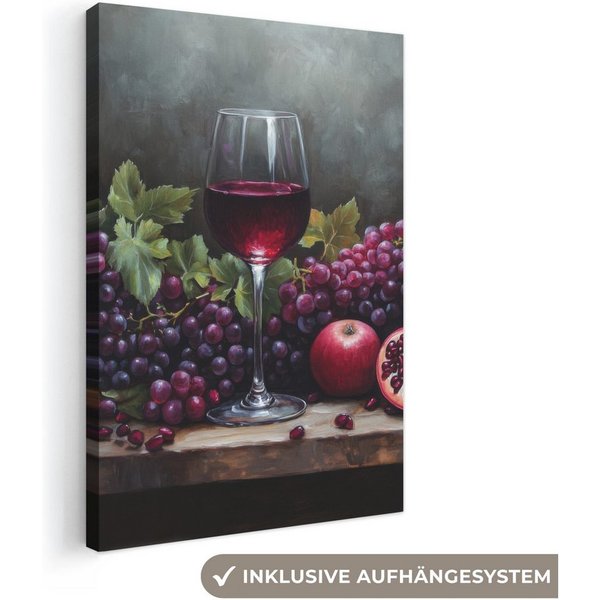OneMillionCanvasses® Leinwandbild Wein - Obst - Stilleben, Fotodruck (1 St), Wandbild, Deko Schlafzimmer Wohnzimmer Flur 20x20 cm