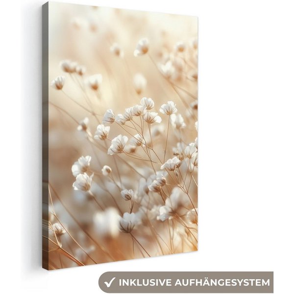 OneMillionCanvasses® Leinwandbild Wild - Blumen - Weiß, Fotodruck (1 St), Leinwand Bilder Klein, Wand Dekoration Aesthetic 30x20 cm