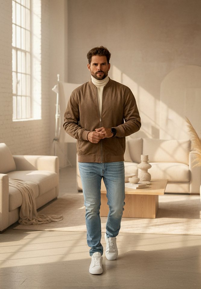 OneRedox Blouson als Weiche Übergangsjacke mit Baseball-Kragen Herren Blousonjacke im Bomberjacken Stil als Layering-Piece – Bild 3 von 5