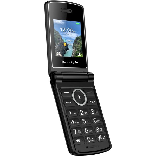 Onestyle Onestyle Chrome Einfaches Mobiltelefon mit Klappe und Dual-SIM Klapphandy (2 Zoll, 2,0 Zoll QVGA Display, Kamera)