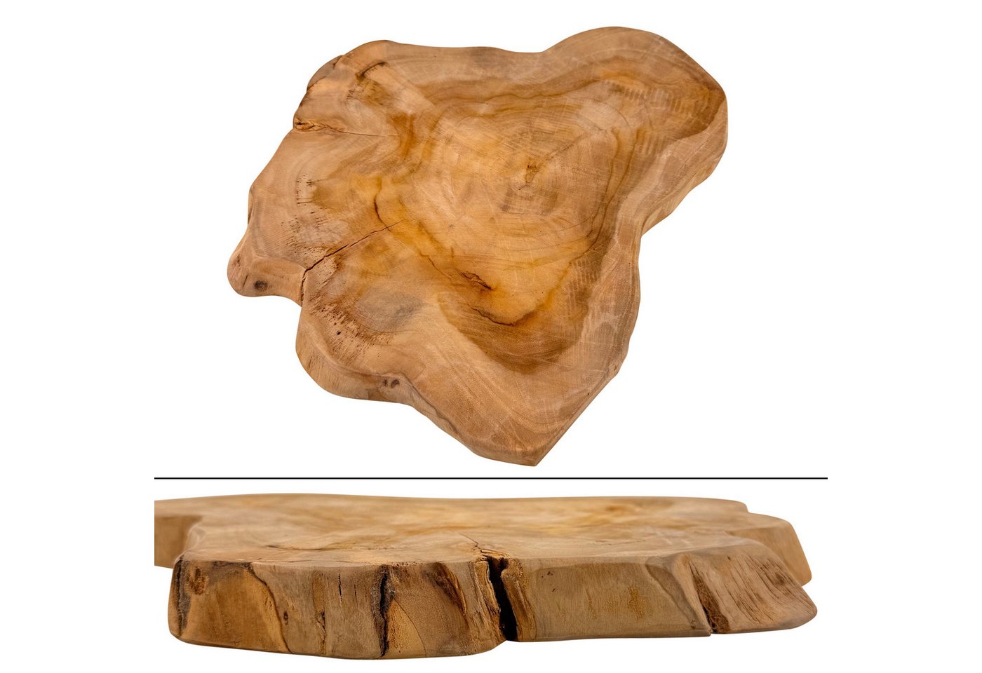 Online-Fuchs Dekotablett rustikale Deko Baumscheibe aus massiven Teakholz - 40 cm groß (Holzscheiben aus Naturholz, Tischdeko), ganzjährige Dekoration - Frühlin – Bild 2 von 5