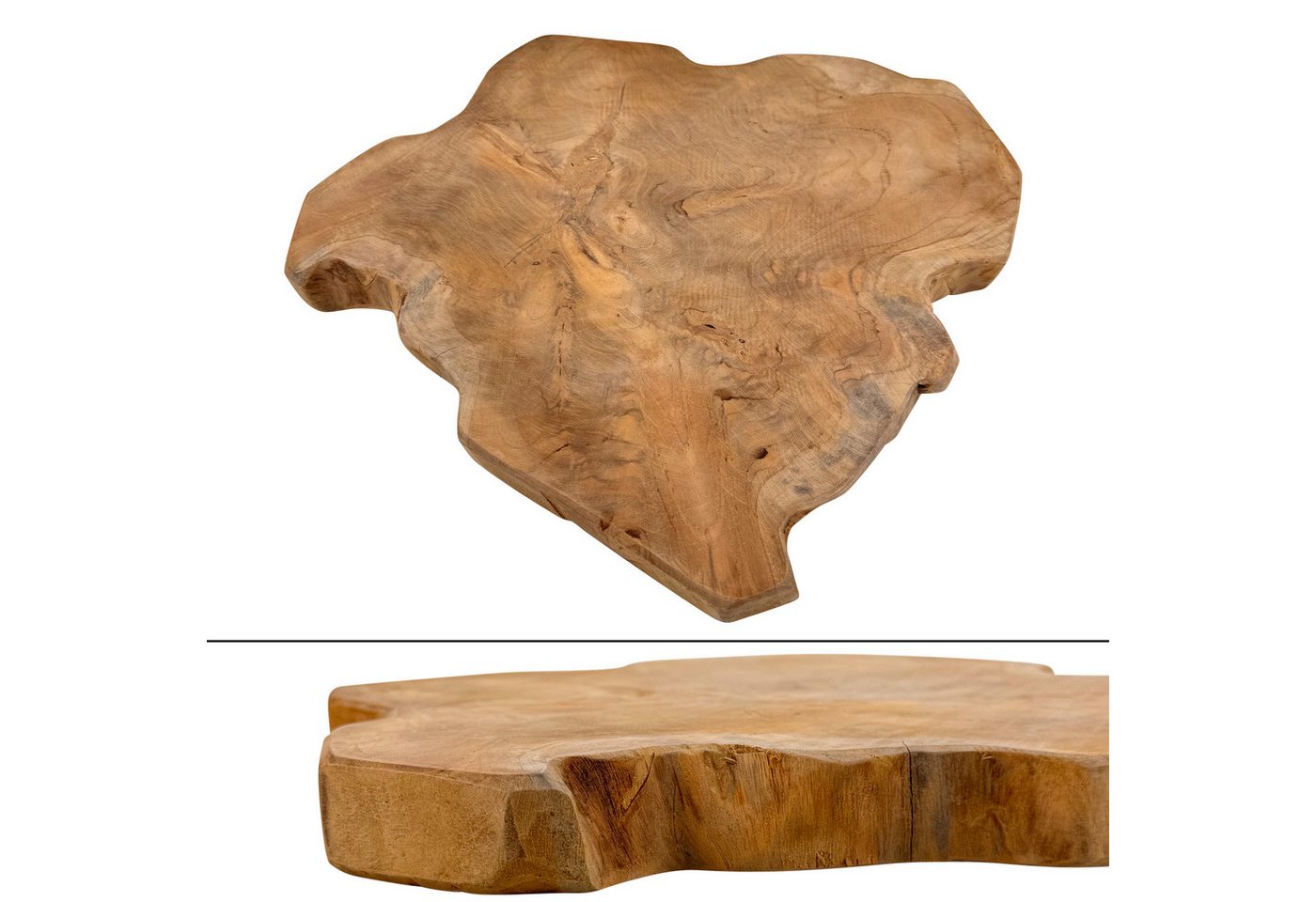 Online-Fuchs Dekotablett rustikale Deko Baumscheibe aus massiven Teakholz - 40 cm groß (Holzscheiben aus Naturholz, Tischdeko), ganzjährige Dekoration - Frühlin – Bild 3 von 5