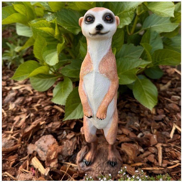 Online-Fuchs Gartenfigur Erdmännchen Deko Figuren im Set für den Garten - Wetterfest, Gartenfiguren aus Kunstharz für den Außenbereich