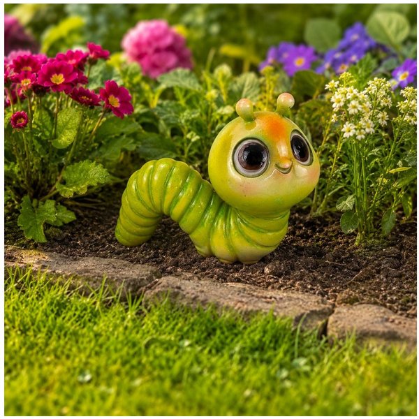 Online-Fuchs Gartenfigur Regenwurm, Raupe für außen - farbenfrohe Deko Figuren, Tiere, (farbenfroh, süßes Design), aus langlebigem Kunstharz gefertigt, wetterfe