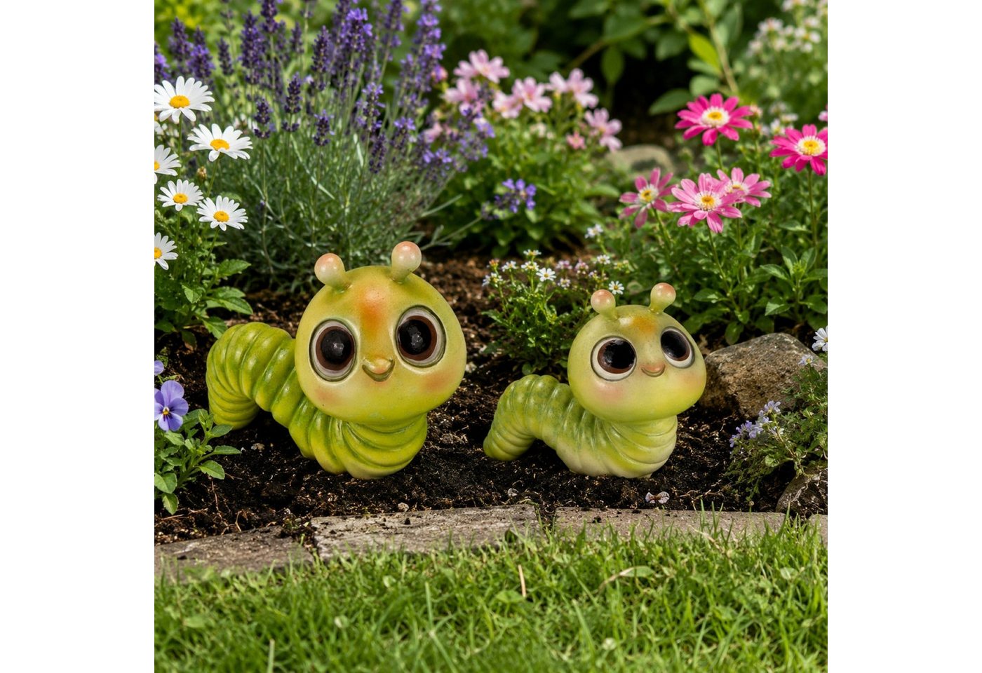 Online-Fuchs Gartenfigur Regenwurm, Raupe für außen - farbenfrohe Deko Figuren, Tiere, (farbenfroh, süßes Design), aus langlebigem Kunstharz gefertigt, wetterfe – Bild 5 von 5