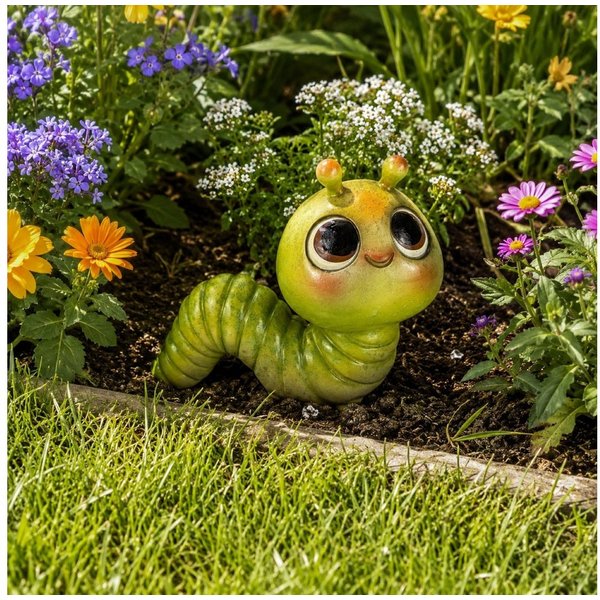 Online-Fuchs Gartenfigur Regenwurm, Raupe für außen - farbenfrohe Deko Figuren, Tiere, (farbenfroh, süßes Design), aus langlebigem Kunstharz gefertigt, wetterfe