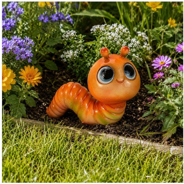Online-Fuchs Gartenfigur Regenwurm, Raupe für außen - farbenfrohe Deko Figuren, Tiere, (farbenfroh, süßes Design), aus langlebigem Kunstharz gefertigt, wetterfe