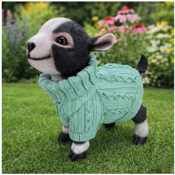 Online-Fuchs Gartenfigur süße Ziegen mit Pulli für außen - Deko Figuren Frühling, Sommer, (16 oder 24 cm groß), aus langlebigem Kunstharz gefertigt, wetterfest 