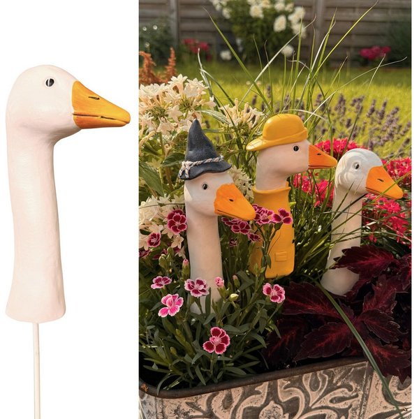 Online-Fuchs Gartenstecker BLUMENSTECKER Gartenfiguren Gänsehals, Gans (Ca. 16 bis 17 cm groß) Deko Beetstecker für draußen