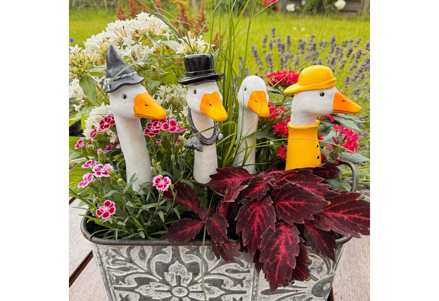 Online-Fuchs Gartenstecker BLUMENSTECKER Gartenfiguren Gänsehals, Gans (Ca. 16 bis 17 cm groß) Deko Beetstecker für draußen – Bild 4 von 4