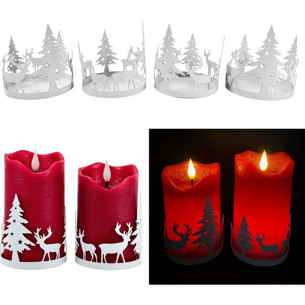 Online-Fuchs Kerzenständer - 4 einzelne Kerzenhalter Waldszene für Stumpenkerzen (Kerzensteller, weiß), schlicht, modern zeitlos im Design
