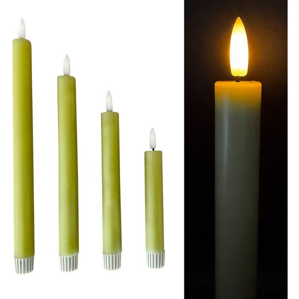 Online-Fuchs LED-Kerze 4 LED Stabkerzen mit 6-Stunden Timer in unterschiedlichen Höhen (473492, Weiß, Gelb, Rosa, Grün & Blau), praktische Touch-Funktion zum sc