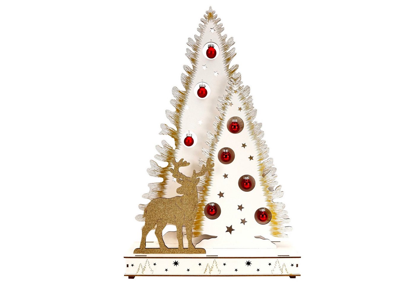Online-Fuchs LED Lichterbogen Lichterspitze, Weihnachtsbaum mit Hirsch und Weihnachtskugeln, Weihnachtsdeko mit warmweißer LED-Beleuchtung - 477242 – Bild 2 von 4