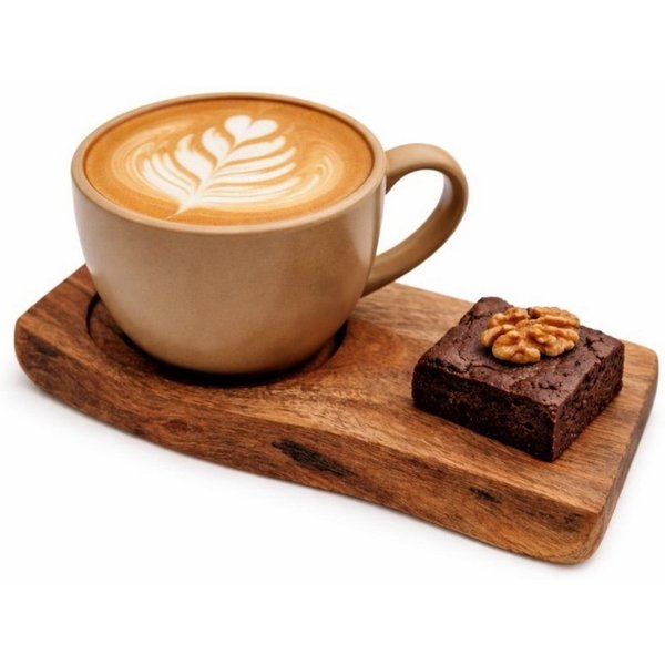 Online-Fuchs Servierbrett Kaffeebrettchen, kleines Serviertablett aus Holz für Kaffee & Tee, Akazienholz, (22 cm groß, Einkerbung für Tasse, Glas), für Kaffeebe