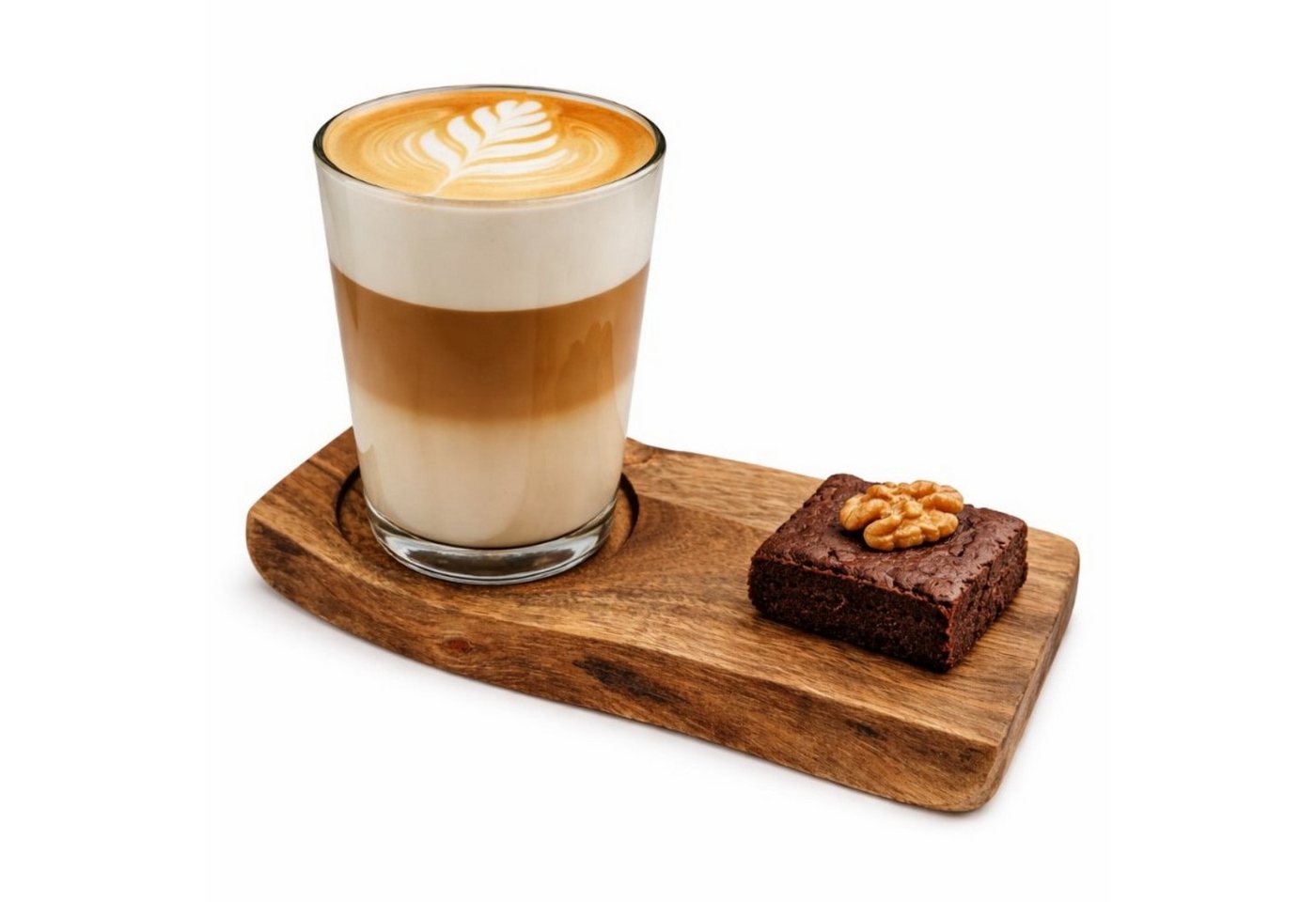 Online-Fuchs Servierbrett Kaffeebrettchen, kleines Serviertablett aus Holz für Kaffee & Tee, Akazienholz, (22 cm groß, Einkerbung für Tasse, Glas), für Kaffeebe – Bild 2 von 5